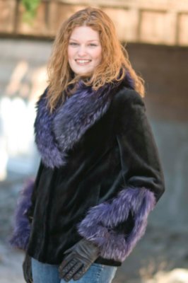 Women's Sheared Mink Jacket with Fox Collar