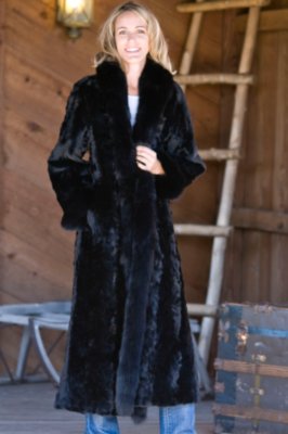 Women's Reversible Full Length Mink & Silk Coat