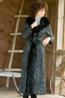 Women's Full Length Double Faced Rabbit Coat