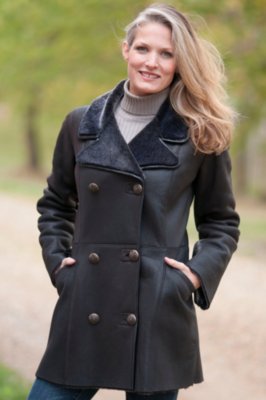 Women’s Ashley Shearling Sheepskin Pea Coat 