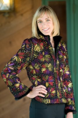 Women's 23" Reversible Ribbon Jacket with Mink Collar