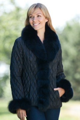 Women's Gabi Quilted Ski Jacket with Fox Fur Trim