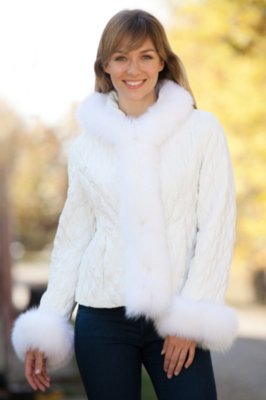 Women's Lisette Silk Jacket with Fox Fur Trim