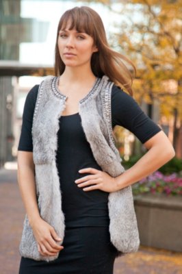 Women’s Jaida Beaded Rabbit Fur Vest 