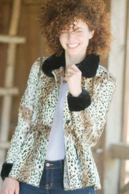 Women's Printed Goat Jacket with Rex Collar & Cuffs