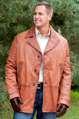 Men's 3-Button Distressed Italian Leather Jacket