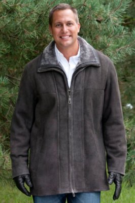 Men's Double Zipper Shearling Coat