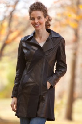 Women’s Destiny Lambskin & Stretch Fabric Coat