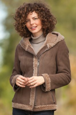 Women’s Bethany Hooded Shearling Sheepskin Coat