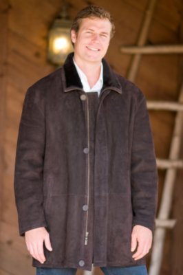 Men's Placket Front Shearling Coat