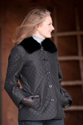 Women’s Quilted Silk Jacket with Rabbit Fur Lining