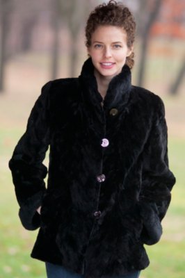 Women’s Delora Reversible Mink Fur Coat with Rabbit Fur Trim