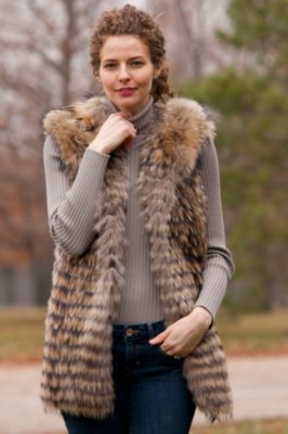 Women's Tierney Hooded Raccoon Fur Vest