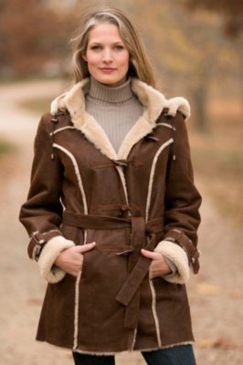Women’s Rosewood Hooded Shearling Sheepskin Coat