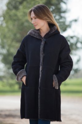 Women's Shayla Hooded Shearling Coat 