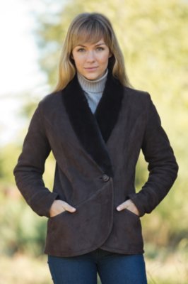 Women's Rosemary Shearling Sheepskin Coat with Mink Fur Trim