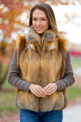Women's Cross Fox Vest with Collar