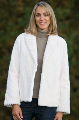Women's Sheared Beaver Jacket with Cord Carved Trim