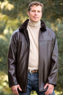 Men's Reversible Sheared Mink & Leather Car Coat
