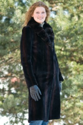 Women's Sheared Mink DeGrade with Chinchilla Collar