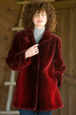 Women's Sheared Beaver Lapover Stroller with Wing Collar