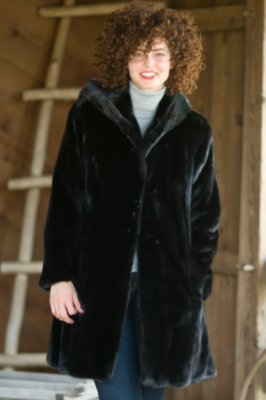 Women's Hooded Reversible Mink Stroller