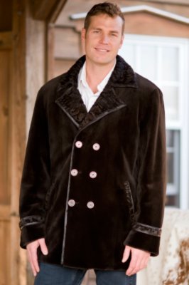 Men's Double Breasted Sheared Mink Car Coat