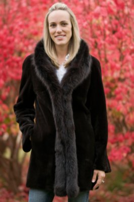Women's Sheared Mink to Microfiber Reversible Jacket