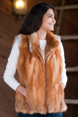 Women’s Cherry Red Fox Fur Vest
