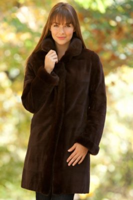 Women's Danica Reversible Sheared Mink Fur Coat