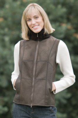 Women's Mira New Zealand Baby Lamb Shearling Vest
