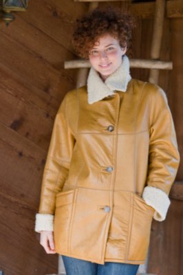Women's Andee New Zealand Curly Baby Lamb Shearling Coat