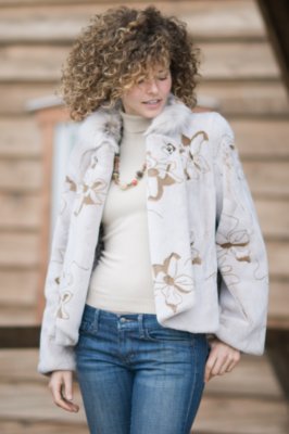 Women's Sheared Beaver Jacket with Lynx Collar