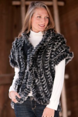 Women's Cap-Sleeve Rabbit Fur Vest