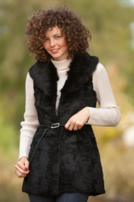 Women’s Alexandria Belted Rabbit Fur Vest 