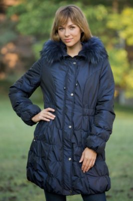 Women's Melinda Nylon Coat with Raccoon Fur Trim