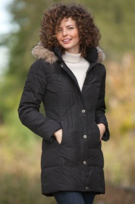 Women’s Tiffany Hooded Down Coat with Raccoon Fur Trim