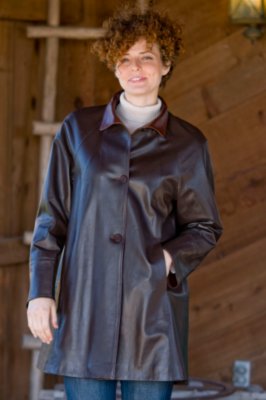 Women's Sophia A-Line Lyn Leather Coat