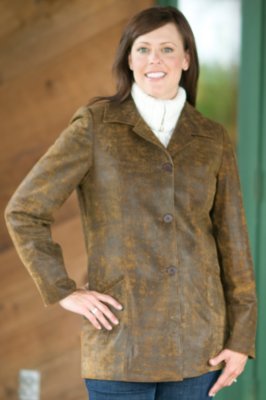 Women's Lindsay Button Front Leather Coat