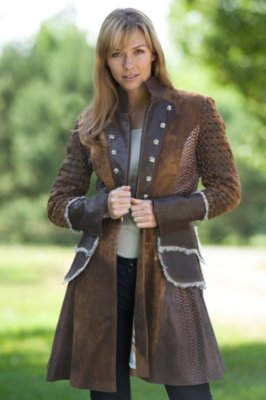 Women's 3/4 Fleur De Lis Leather Jacket