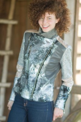 Women's Tri Zip Leather Moto Jacket