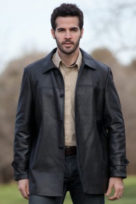 Men's Dorian Reversible Lambskin Leather & Nylon City Coat