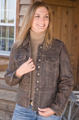 Women's Washed Lamb Jean Jacket