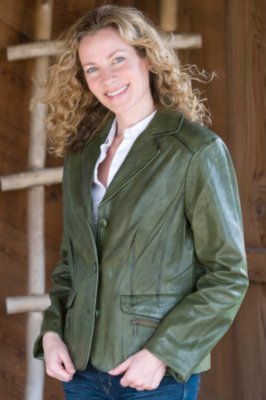 Women's Leather Jacket with Zip Pocket