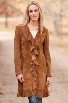 Women's Summer Ruffled Suede Coat