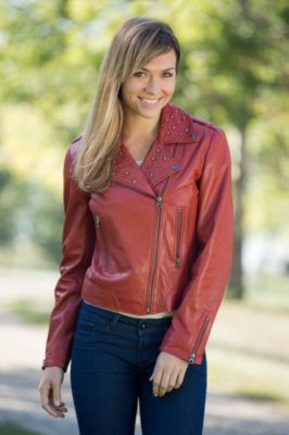 Women's Sierra Lambskin Leather Studded Motorcycle Jacket