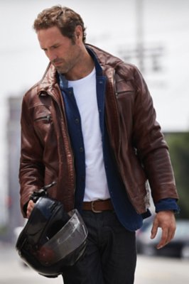 Men's Memphis Lambskin Leather Bomber Jacket 