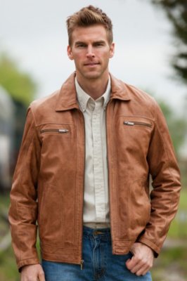 Men's Chevron Lambskin Leather Jacket
