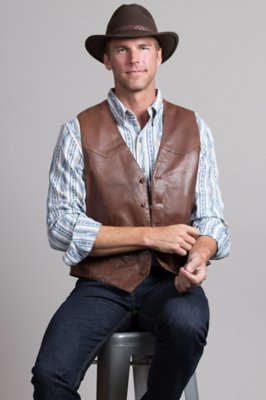 Glenn Waxed Lambskin Leather Vest, BRICK