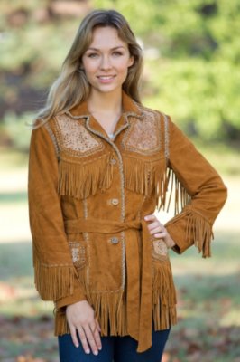 Women's Oakley Fringed Deer Suede Jacket